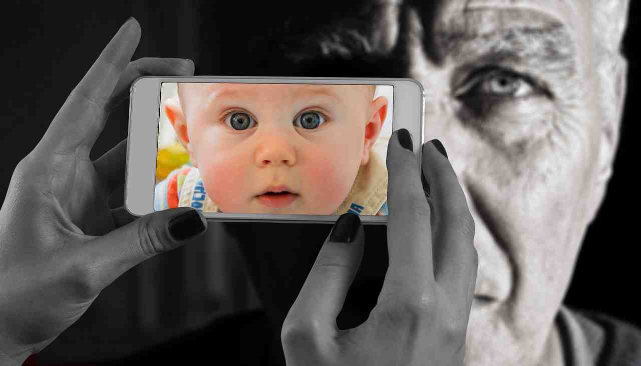 smartphone, face, l'homme
